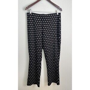 Anthropologie Black White Polka Dot Trousers Flower Power Academia Retro Large